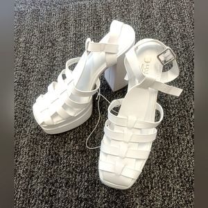 White Caged Platform heels